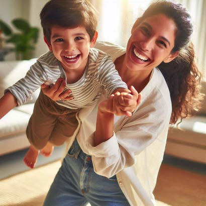 Mother and Son smilling