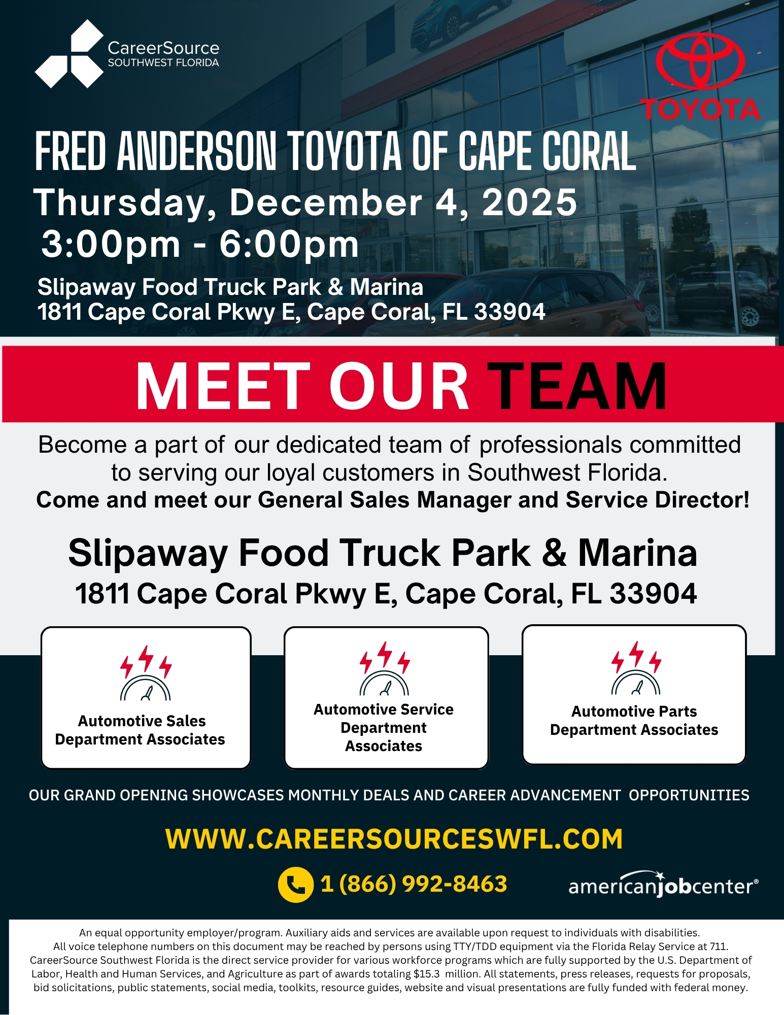 Fred Anderson Toyota of Cape Coral Hiring Event - your career starts here!